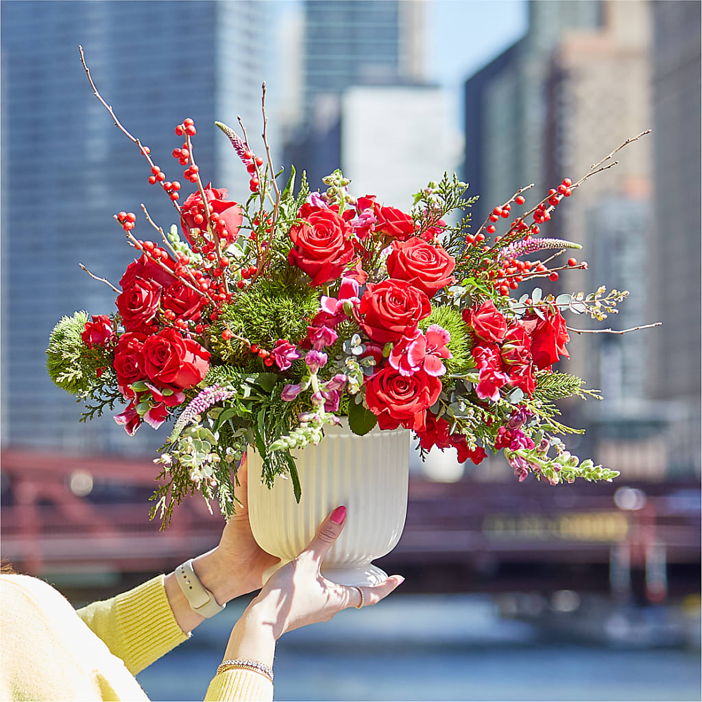 Big Red Bow Bouquet – Semper Fi Florist, Oceanside CA
