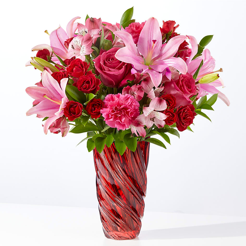 In Love Bouquet with Luxe Swirl Vase – Semper Fi Florist, Oceanside CA