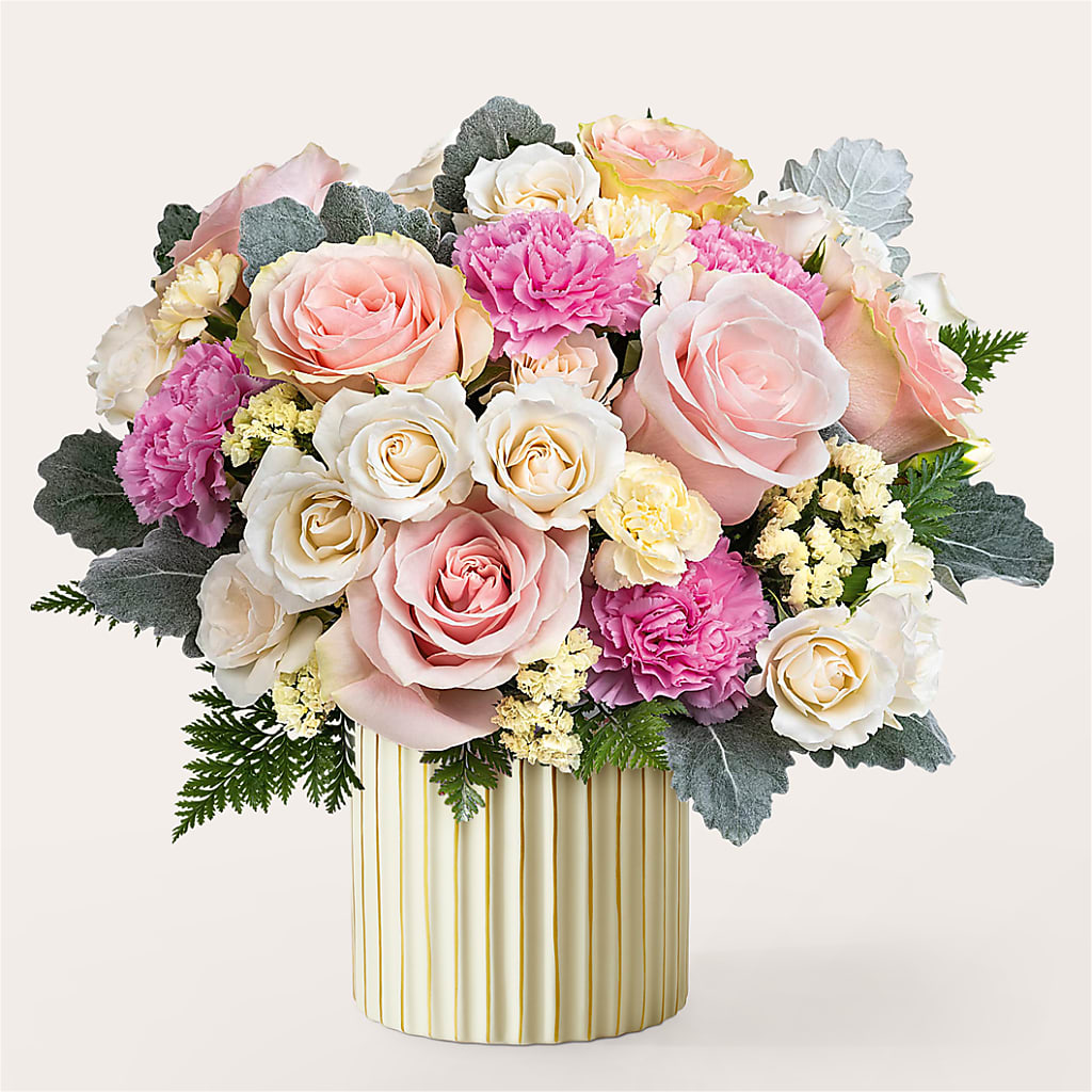Blissful Moments Bouquet with Ivory Vase – Semper Fi Florist, Oceanside CA