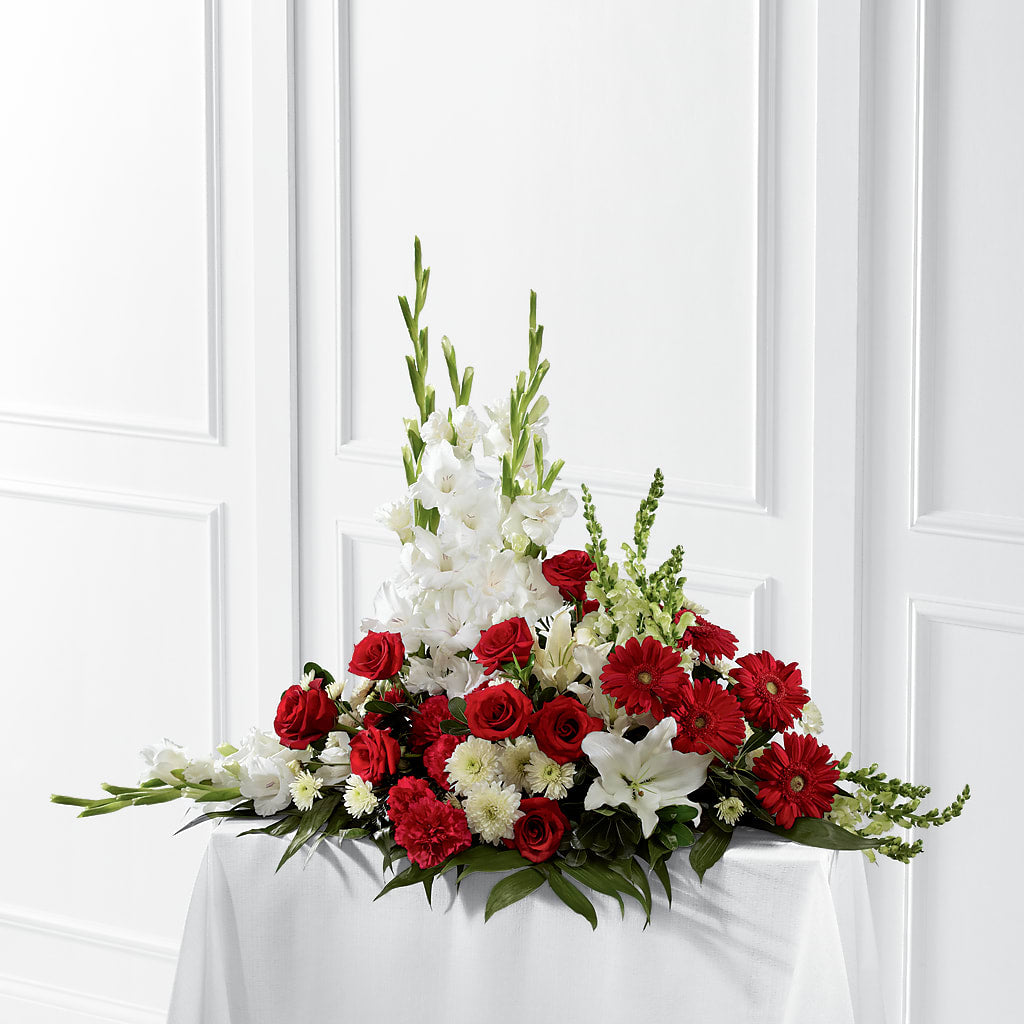 Crimson & White Arrangement – Semper Fi Florist, Oceanside CA