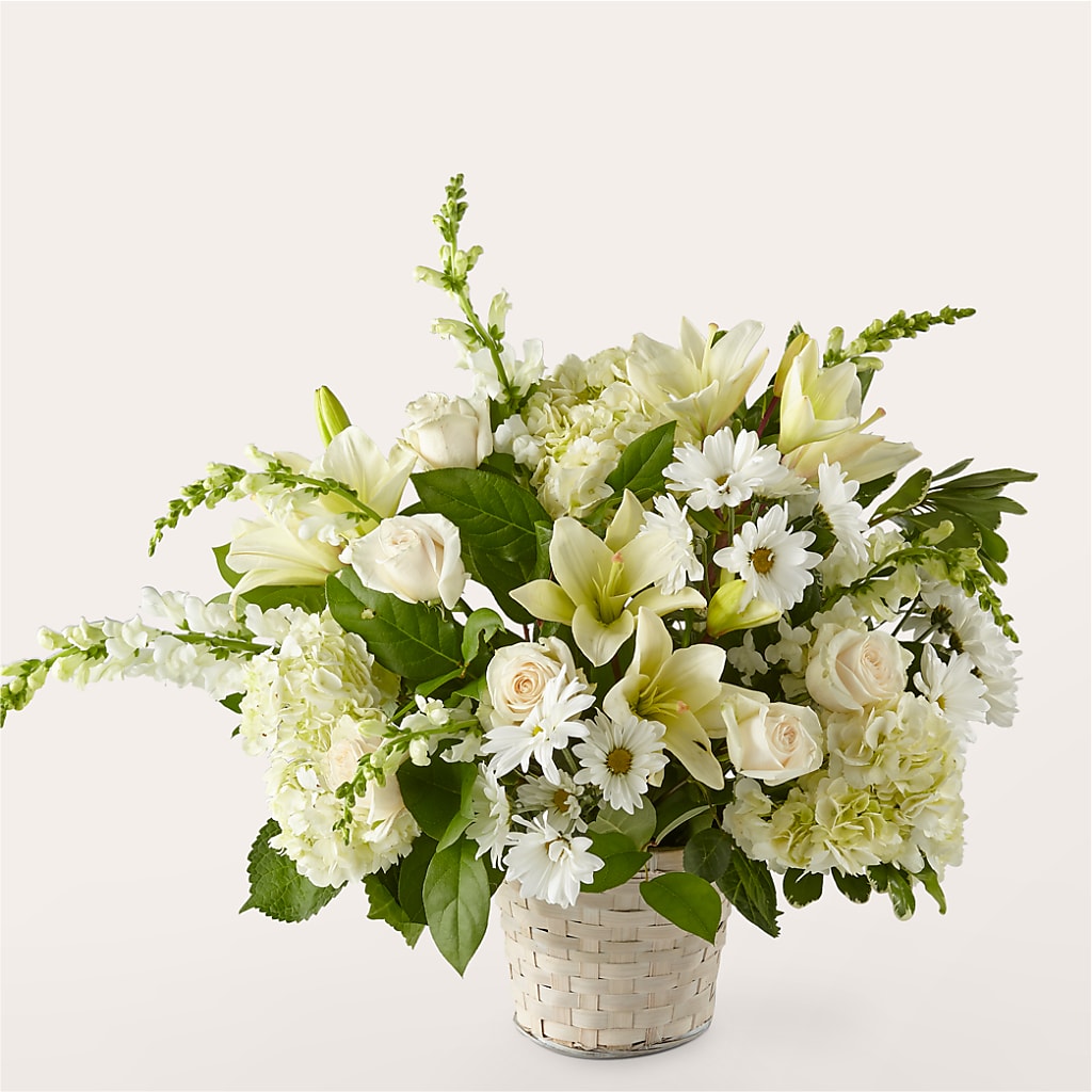 Ivory Elegance Floral Basket – Semper Fi Florist, Oceanside CA