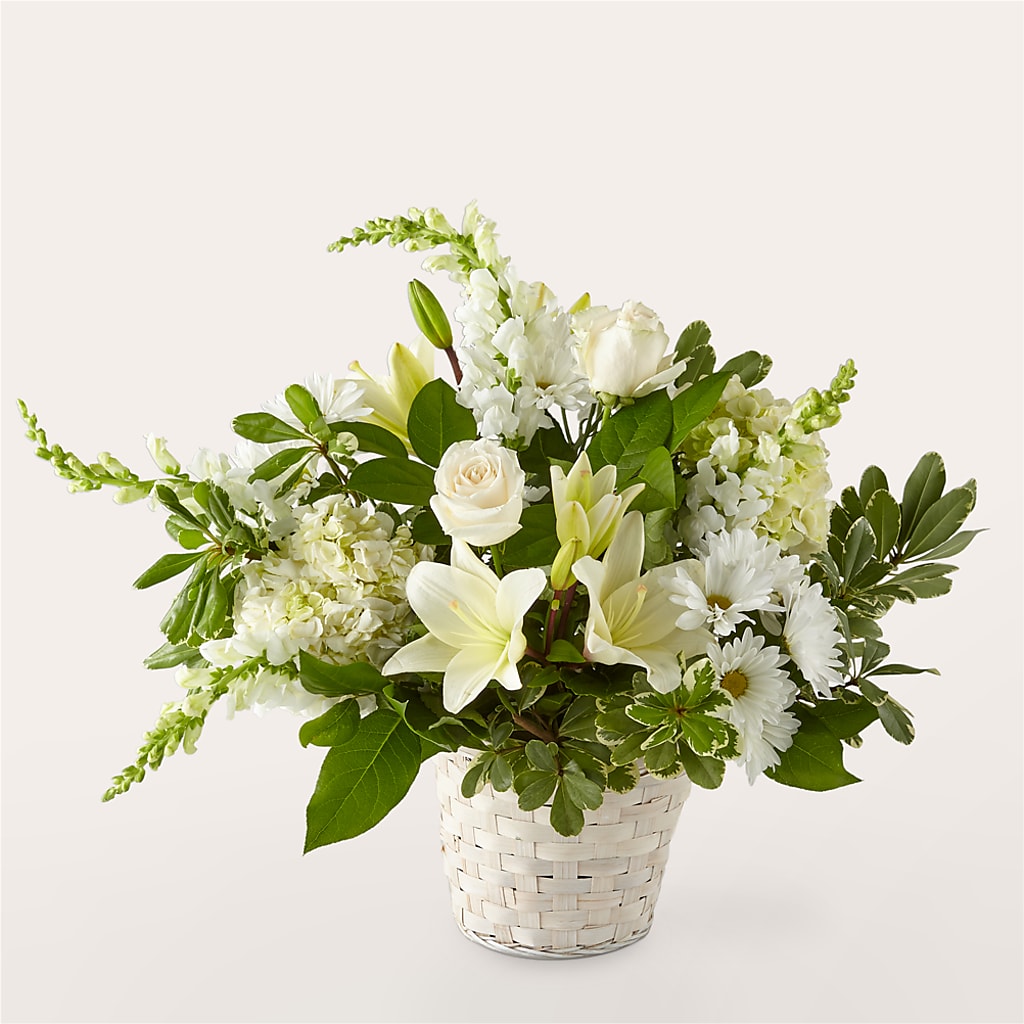 Ivory Elegance Floral Basket – Semper Fi Florist, Oceanside CA