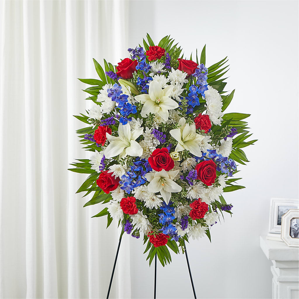 Cherished Service Standing Spray – Semper Fi Florist, Oceanside CA
