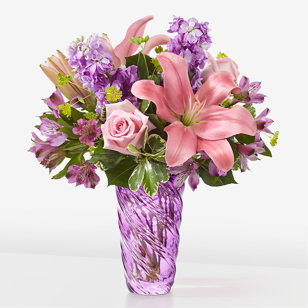 Precious Petals Bouquet with Luxe Swirl Vase – Semper Fi Florist, Oceanside CA