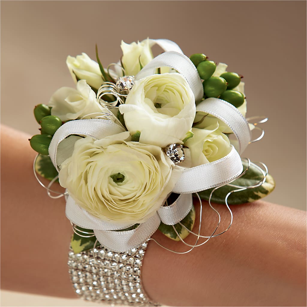 White Wedding Corsage – Semper Fi Florist, Oceanside CA