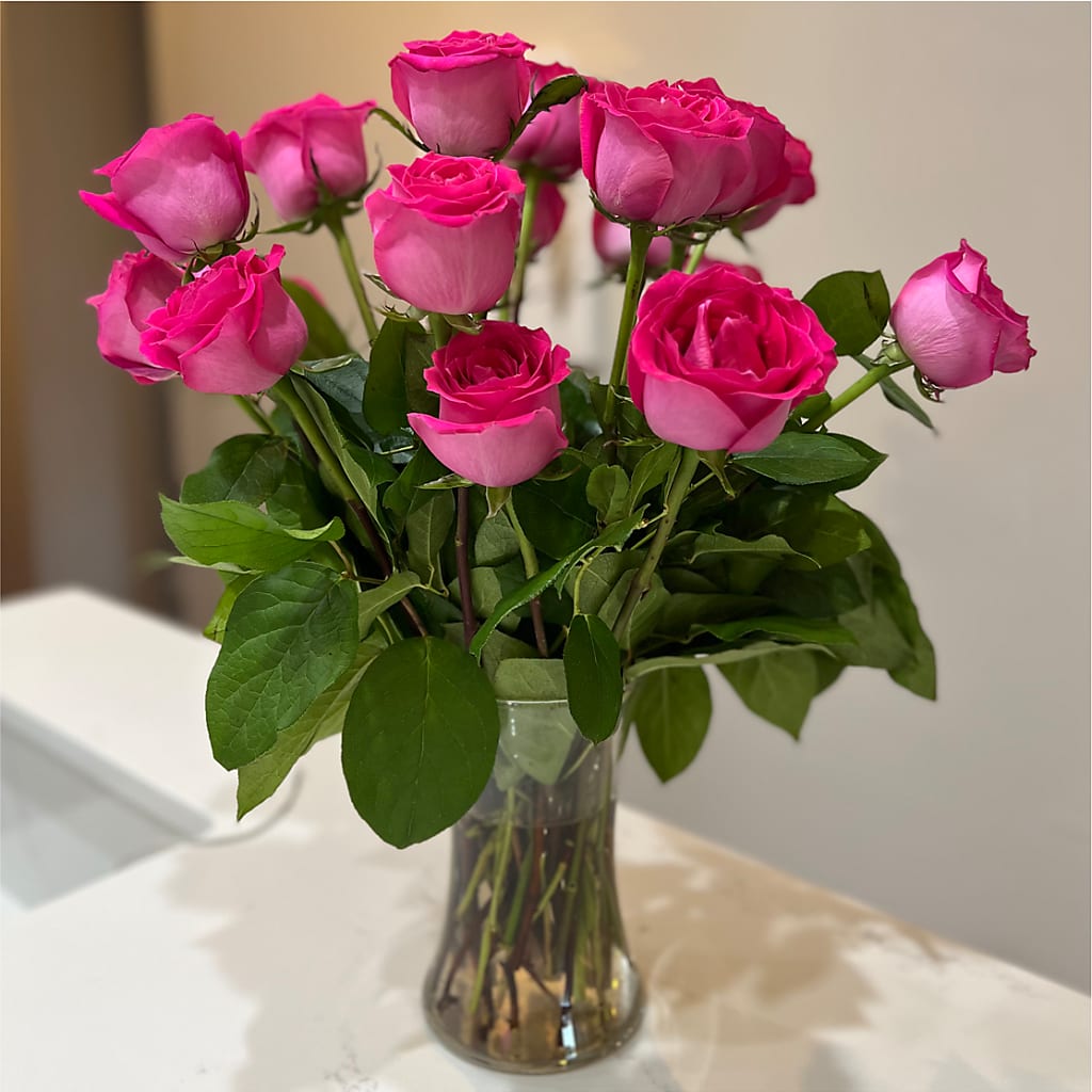 Long Stem Pink Rose Bouquet –  Semper Fi Florist, Oceanside CA
