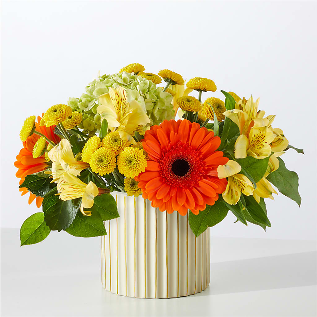 Autumn Sunshine Bouquet with Ivory Vase –  Semper Fi Florist, Oceanside CA