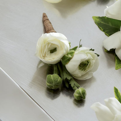 White Ranunculus Boutonniere –  Semper Fi Florist, Oceanside CA